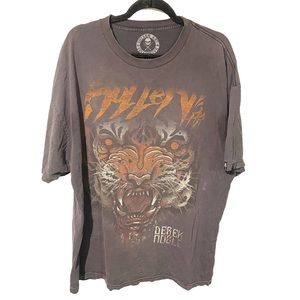 Sullen Mens Size 2X Tiger Graphic Printed Distressed Short Sleeve Tshirt